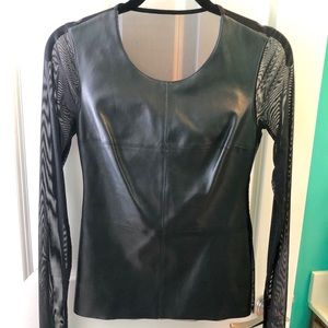 Bailey 44 Leather/Mesh Long Sleeve Top